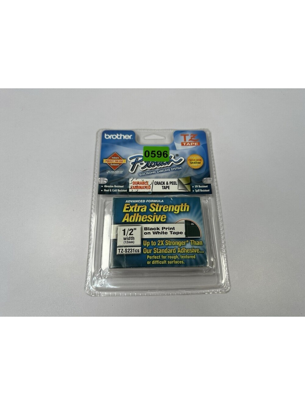 Genuine Brother TZ-S231CS P-Touch Extra Strength Tape 1/2” Black White New